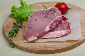 Raw pork steak
