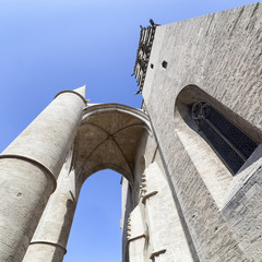 Saint Pierre cathedral in a low angle view in Montpellier