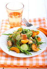Chicken, apricot, rocket and cucumber salad