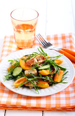 Chicken, apricot, rocket and cucumber salad