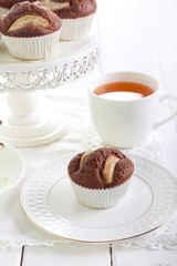 Pear and chocolate cakes