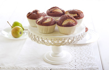 Pear and chocolate cakes