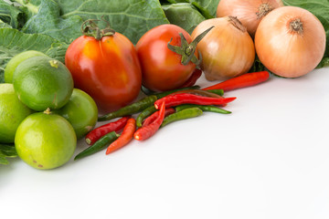 mix vegetable on white background