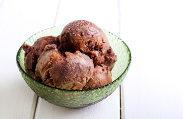 chocolate sorbet in a bowl
