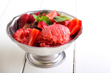 Strawberry and mint sorbet