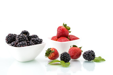 fresh strawberries, Blackberry with leaf, healthy, natural