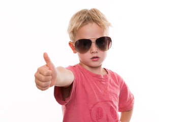 cool boy with thumb up