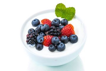 healthy breakfast with yogurt and berry, dieting, freshness, Min