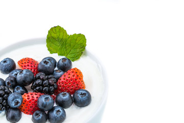 healthy breakfast with yogurt and berry, dieting, freshness, Min