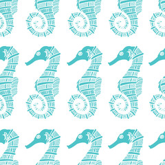 Seamless pattern of seahorses - 87763117