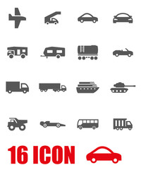 Vector grey vehicles icon set