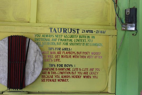 Zodiac description of Taurus on a wall in indonesia