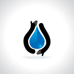 save water concept with hand vector illustration 