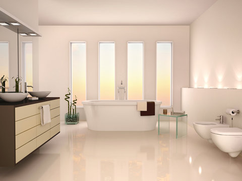 3d illustration of lightweight minimalist interior of a modern b