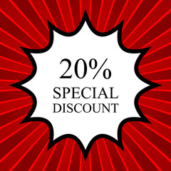 Comic book explosion with text Special Discount