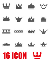 Vector grey crown icon set