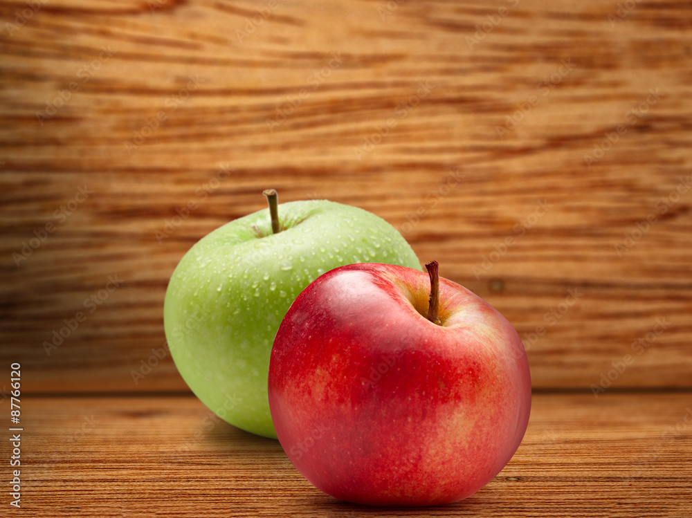 Wall mural fresh red and green apple