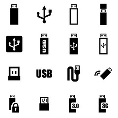 Vector black usb icon set