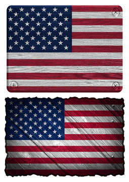 USA, American flag painted on wooden tag