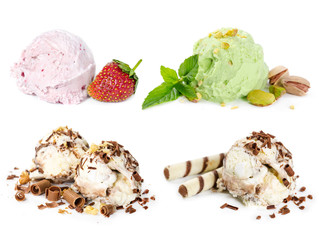 Set of scoops of ice cream