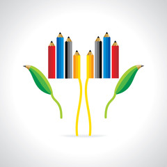creative pencil with leaf vector 