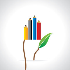 creative pencil with leaf vector 
