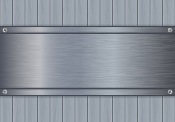 Metal background with steel plate and screws.