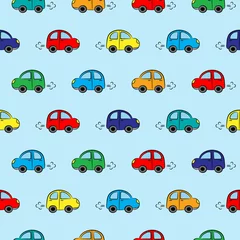 Zelfklevend Fotobehang Autorace Naadloos patroon met veelkleurige auto& 39 s