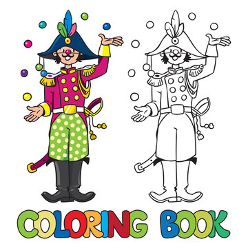 Funy general-juggler. Coloring book