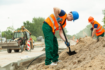 Working at construction site