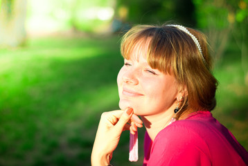 Happy smiling woman outdoor