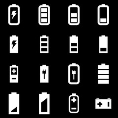 Vector white battery icon set