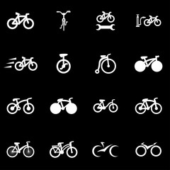 Vector white bicycle icon set