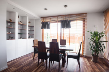 Wooden parquet in dinning room