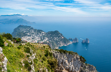 Panorama of isle of Capri from the top of Charly lift.