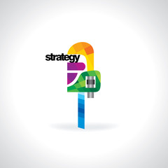 colorful wrench tool with strategy vector 