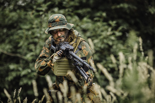 paratrooper airborne infantry in the forest