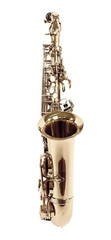 Golden saxophone isolated on white