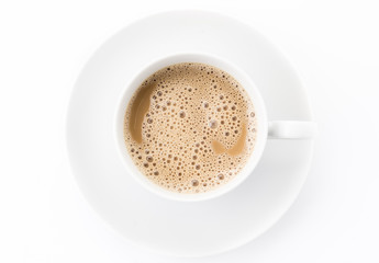 a cup of coffee on white