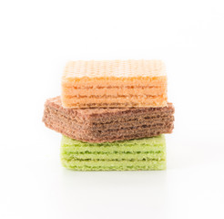colorful wafer on white background