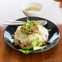 rice infront a duck