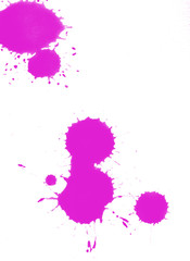 Pink splashes of paint isolated on white