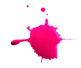 Pink splashes of paint isolated on white