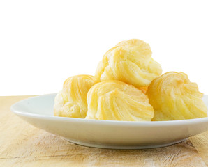 Choux Cream, Cream puff on wooden table