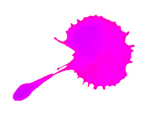Pink splashes of paint isolated on white