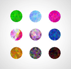 a set of polygonal sphere ball on a light background