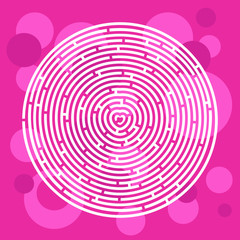 love radial maze with a heart in the center pink circles