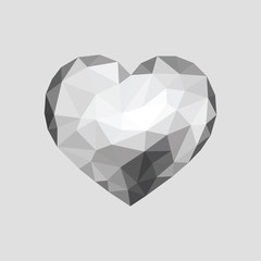 low poly heart like a diamond white