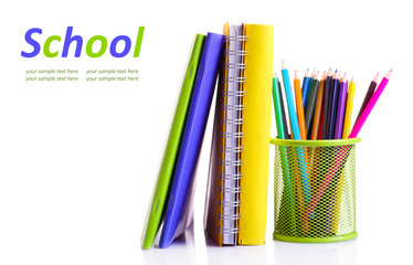 Fototapeta premium School supplies isolated on white