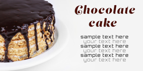 Chocolate cake isolated on white